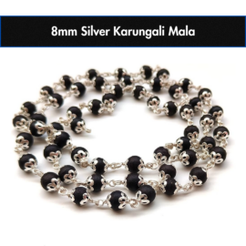 8mm Silver Karungali Mala - Life Horoscope